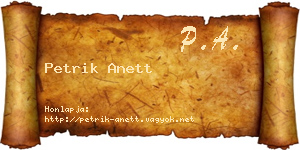 Petrik Anett névjegykártya